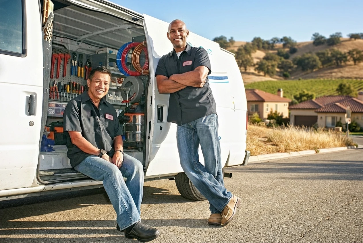 Professional plumber at work